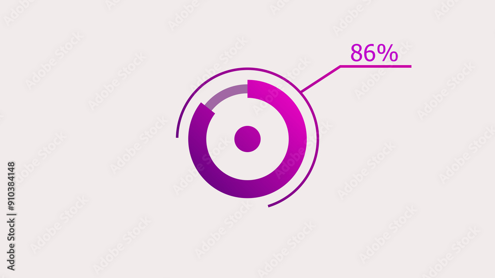 86% circle loading icon diagrams Infographics background. Abstract storage pie chart symbol background illustration.