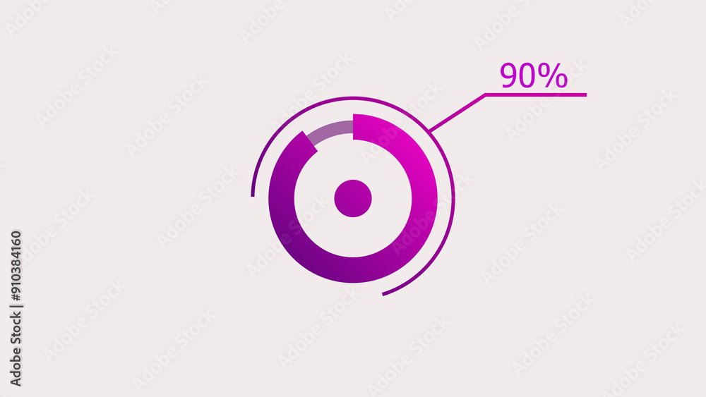 90% circle loading icon diagrams Infographics background. Abstract storage pie chart symbol background illustration.