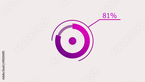 81% circle loading icon diagrams Infographics background. Abstract storage pie chart symbol background illustration.