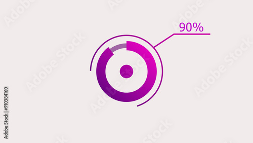 90% circle loading icon diagrams Infographics background. Abstract storage pie chart symbol background illustration.