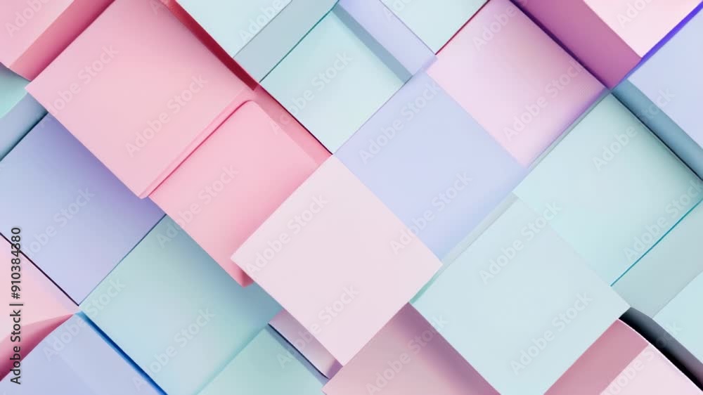 Pastel-colored rhombus blocks forming a geometric pattern.