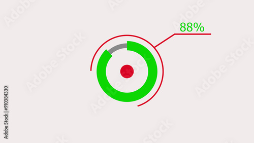 88% circle loading icon diagrams Infographics background. Abstract storage pie chart background illustration.