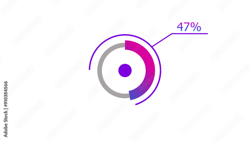 47% circle loading icon diagrams Infographics background. Abstract storage pie chart background illustration.