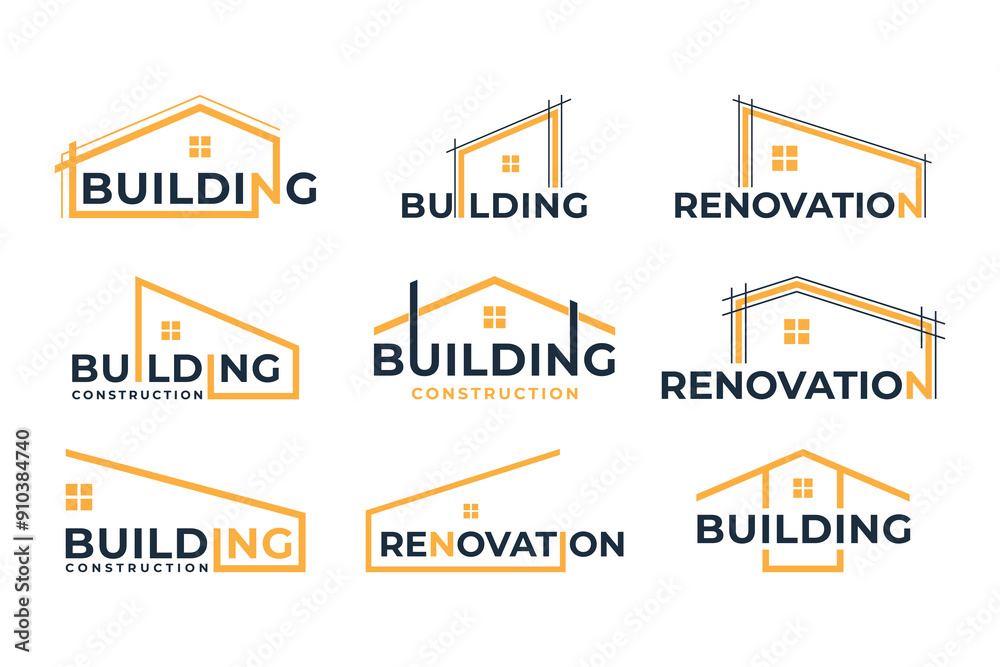 Fototapeta premium Set of creative building with word mark combination logo design