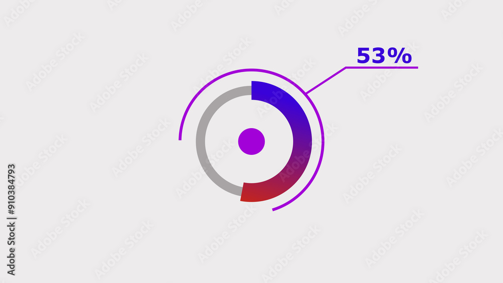 53% circle loading icon diagrams Infographics background. Abstract storage pie chart background illustration.