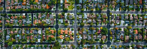 overhead photo of sprawling suburban neighborhood photo