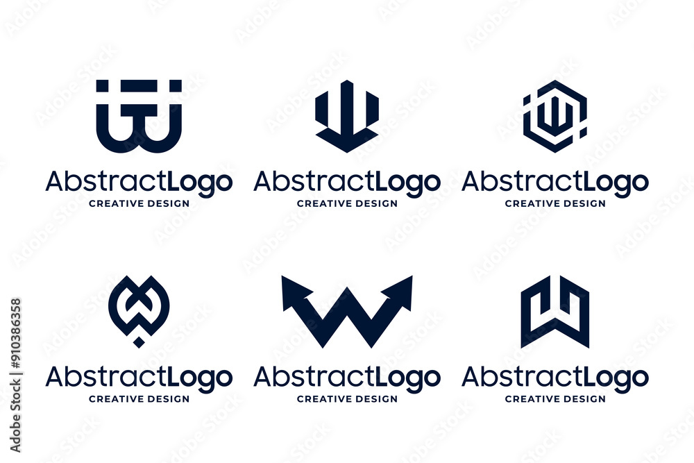 Set of minimalist monogram letter W logo design Set of minimalist monogram letter W logo design