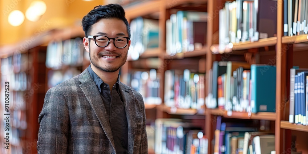 friendly asian man librarian friendly asian man librarian