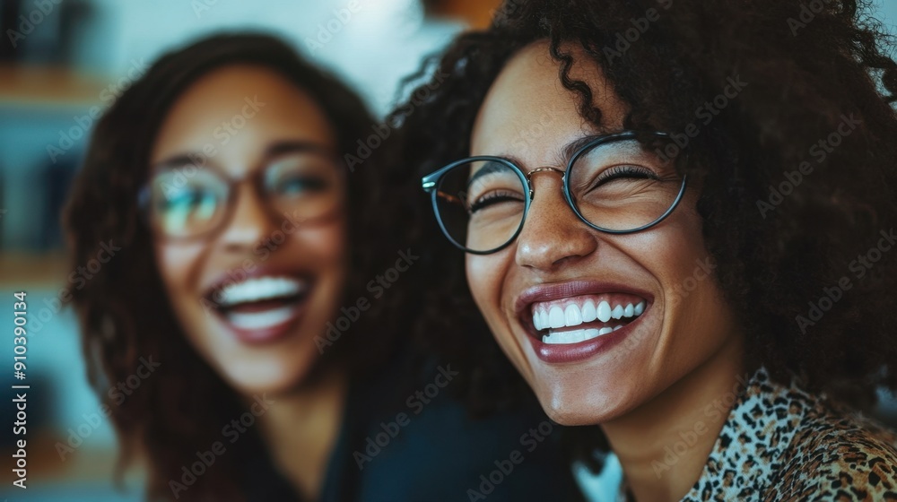 Two smiling women look directly at the camera Two smiling women look directly at the camera