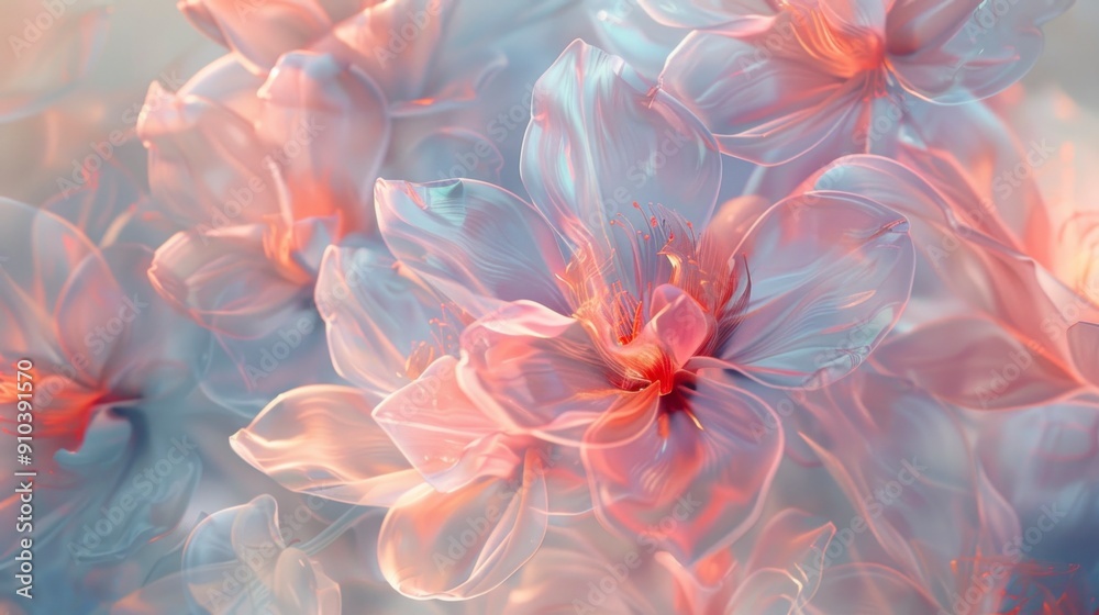 Abstract floral patterns with delicate textures and pastel colors. Abstract floral patterns with delicate textures and pastel colors.