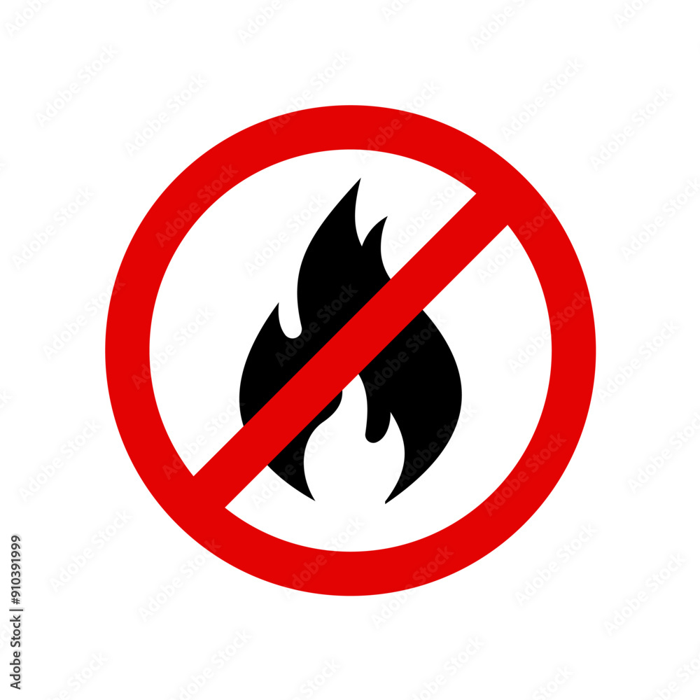 Fire ban sign, banning bonfires- vector illustration, isolated Fire ban sign, banning bonfires- vector illustration, isolated