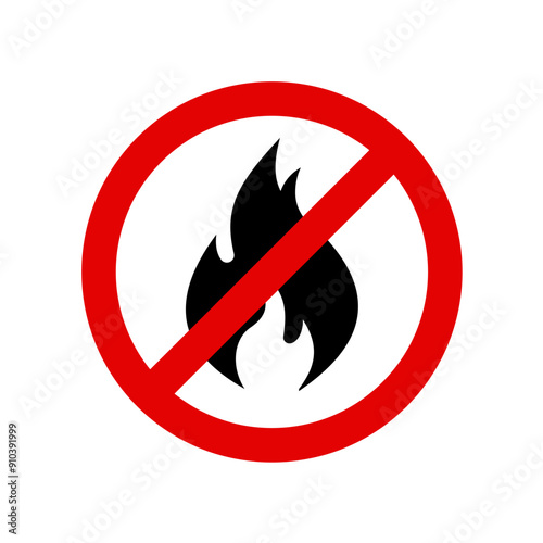 Fire ban sign, banning bonfires- vector illustration, isolated