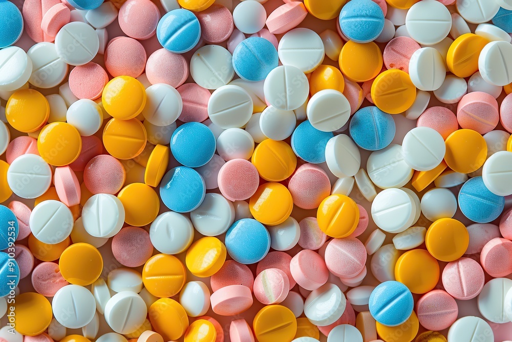 Fototapeta premium Colorful medicine pills background