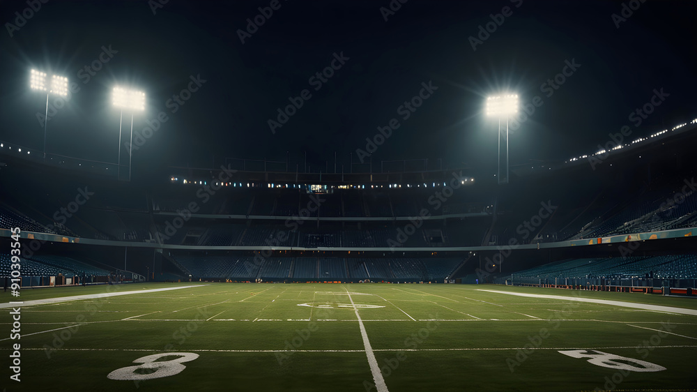 Captivating Football Field Illuminated by Stadium Lights A Nighttime Spectacle. Captivating Football Field Illuminated by Stadium Lights A Nighttime Spectacle.