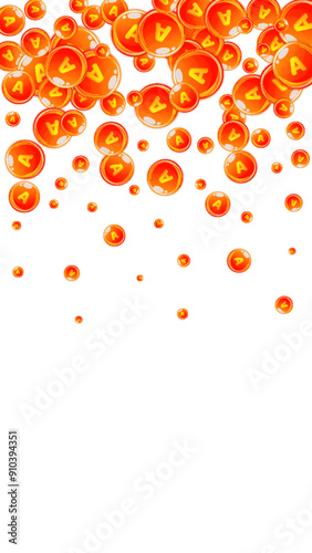 Vitamin A round capsules scattered randomly.