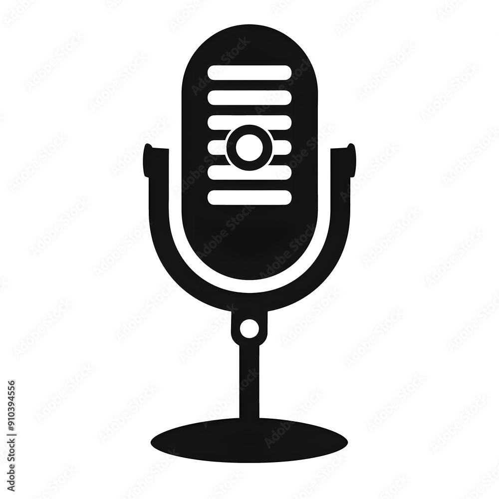 simple black podcast microphone icon, white background simple black podcast microphone icon, white background