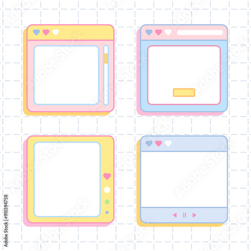 cute dialog windows bullet journal frame collection set