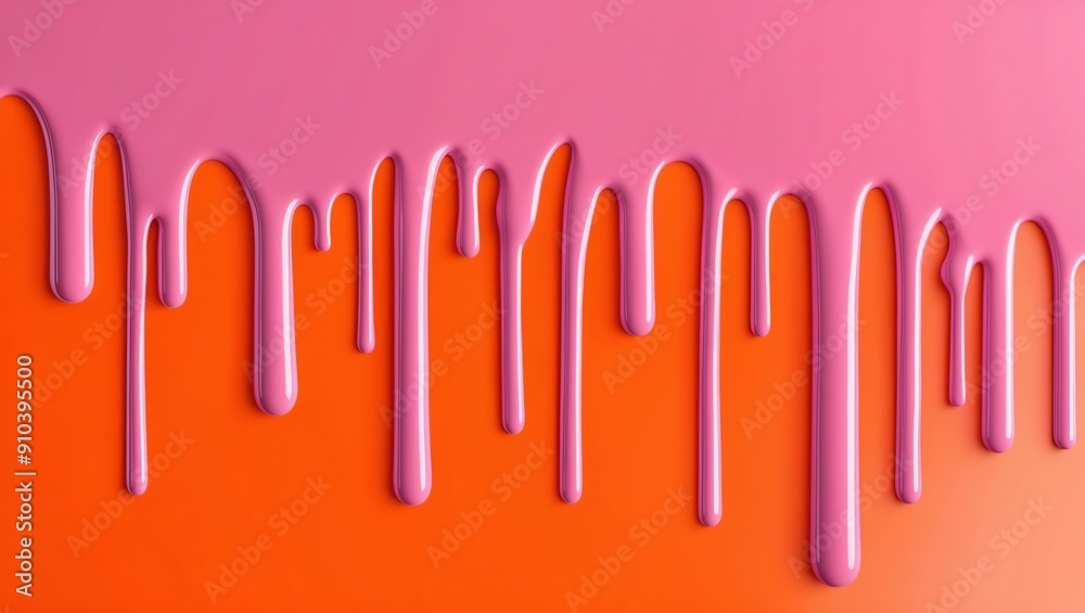 flat aesthetic linear dripping pink paint on orange ba background flat aesthetic linear dripping pink paint on orange ba background