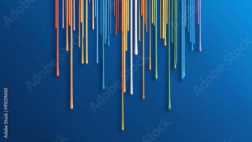 flat aesthetic linear dripping multicolor paint on blu background