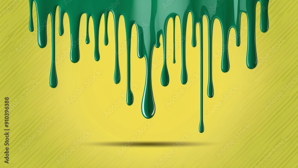 flat aesthetic linear dripping green paint on yellow b background flat aesthetic linear dripping green paint on yellow b background