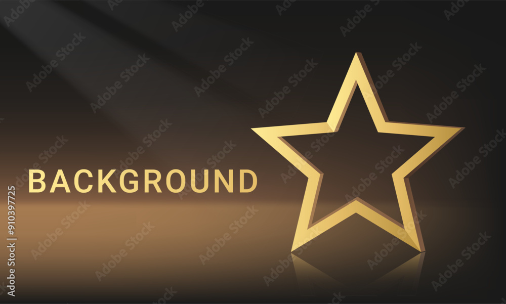 Luxury podium background with golden star and reflection in warm black and gold color Luxury podium background with golden star and reflection in warm black and gold color