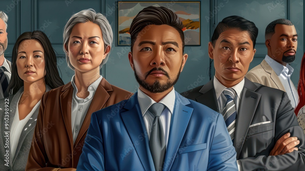 Group portrait of diverse business people in office Group portrait of diverse business people in office