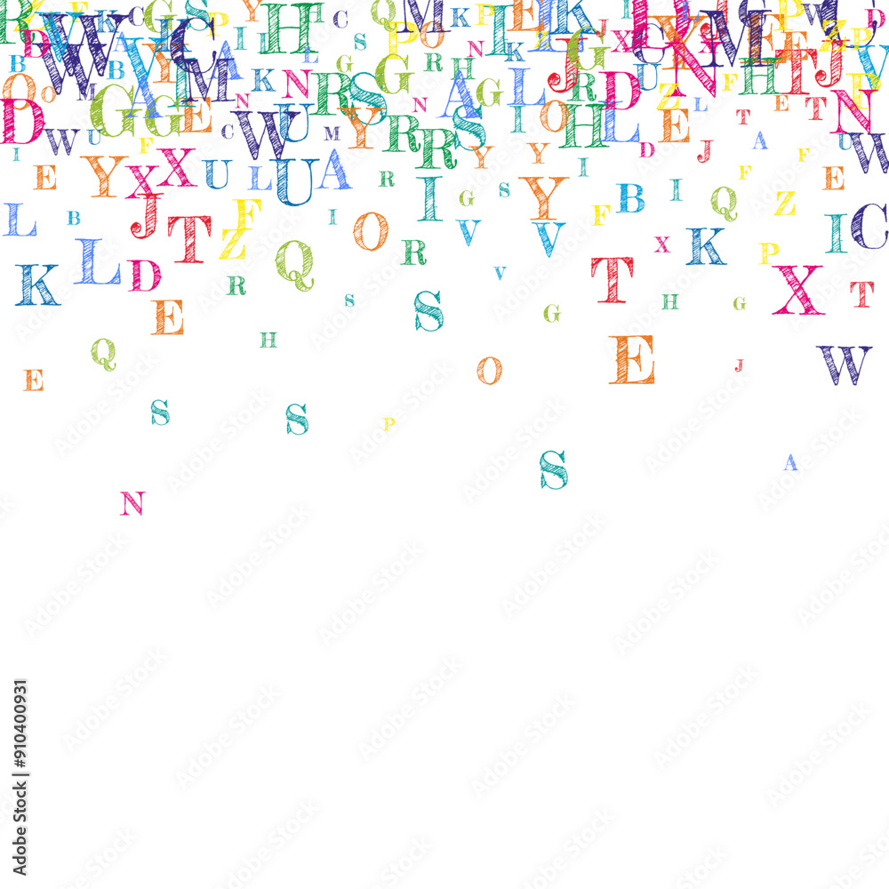 Falling letters of English language. Colorful Falling letters of English language. Colorful