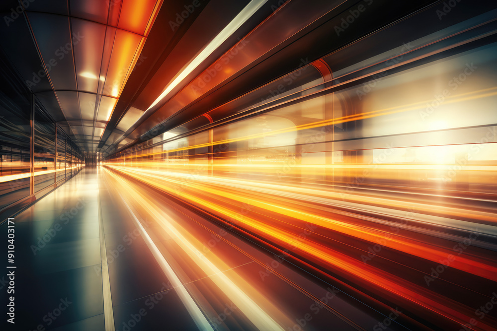 generated illustration of blurred motion view of a futuristic tunnel with smooth curves. generated illustration of blurred motion view of a futuristic tunnel with smooth curves.