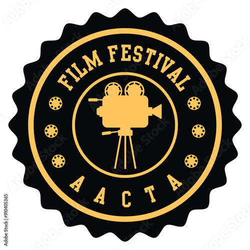 Film Festival Stamp Concept Vector Illustration Abstract Editable Seal AACTA