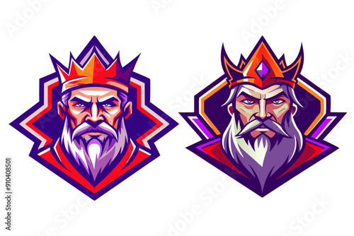 A king head, tough looking medieval warrior face, man wearing crown