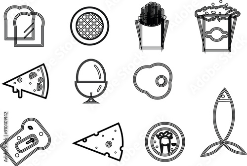 Food vector flat silhouette collection