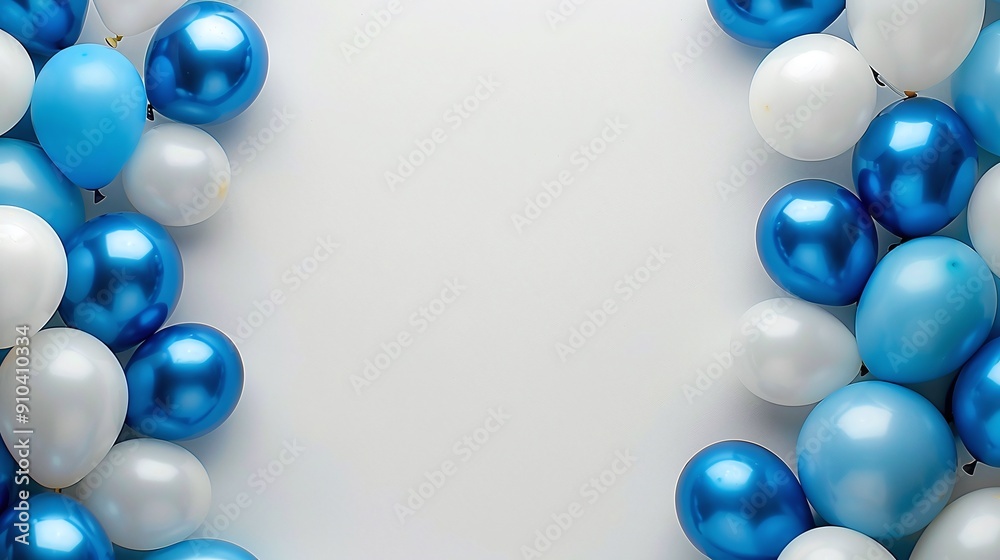Blue and white balloon frame, festive and celebratory decor, minimalistic background, birthday or party theme, cheerful and vibrant, space for text, simple and stylish, holiday decoration Blue and white balloon frame, festive and celebratory decor, minimalistic background, birthday or party theme, cheerful and vibrant, space for text, simple and stylish, holiday decoration