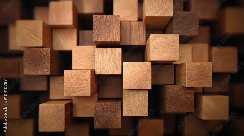 A close-up view of assorted wooden cubes arranged in a geometric pattern, showcasing their natural textures and colors. A close-up view of assorted wooden cubes arranged in a geometric pattern, showcasing their natural textures and colors.