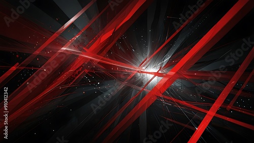 Red and black technological abstract with diagonal overlays. Generative Ai.