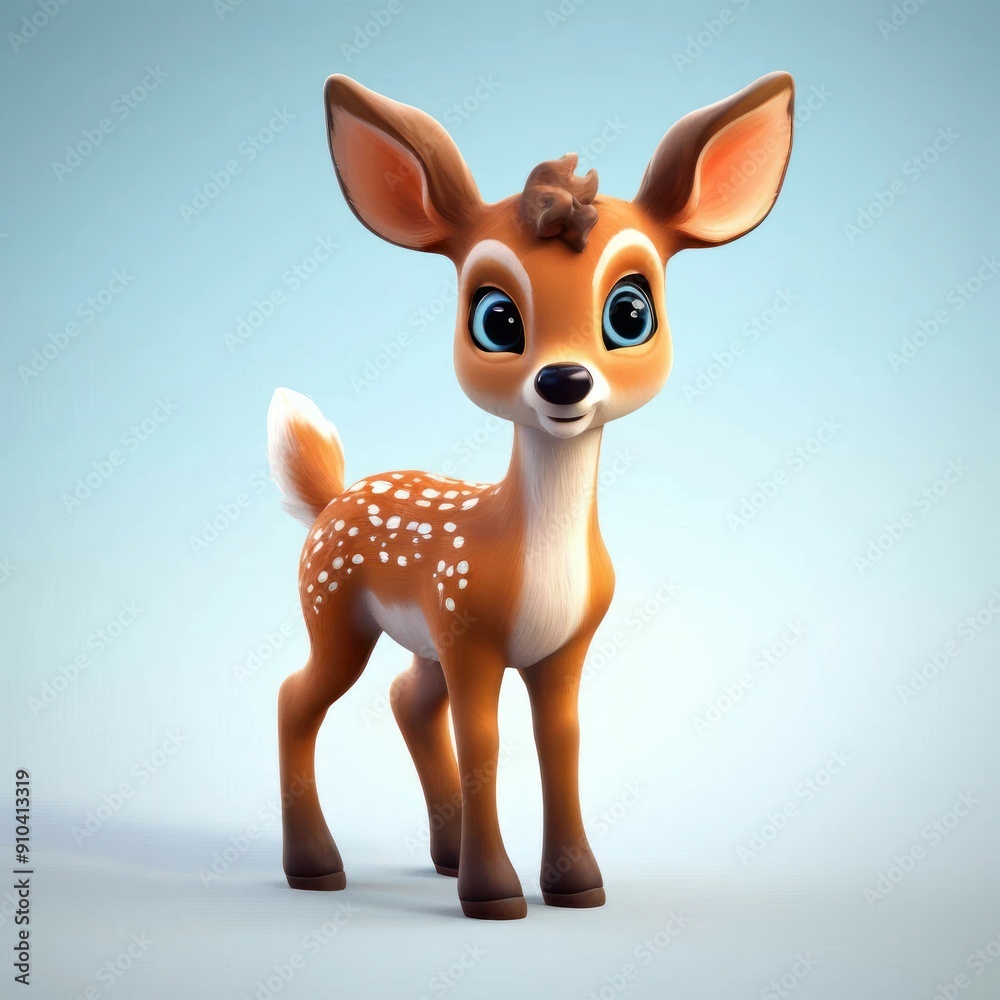 Adorable Cartoon Fawn with Big Eyes - AI-Generated Digital Art Adorable Cartoon Fawn with Big Eyes - AI-Generated Digital Art