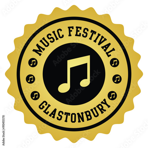 Foto Music Festival Stamp Concept Vector Illustration Abstract Editable Seal Glastonb