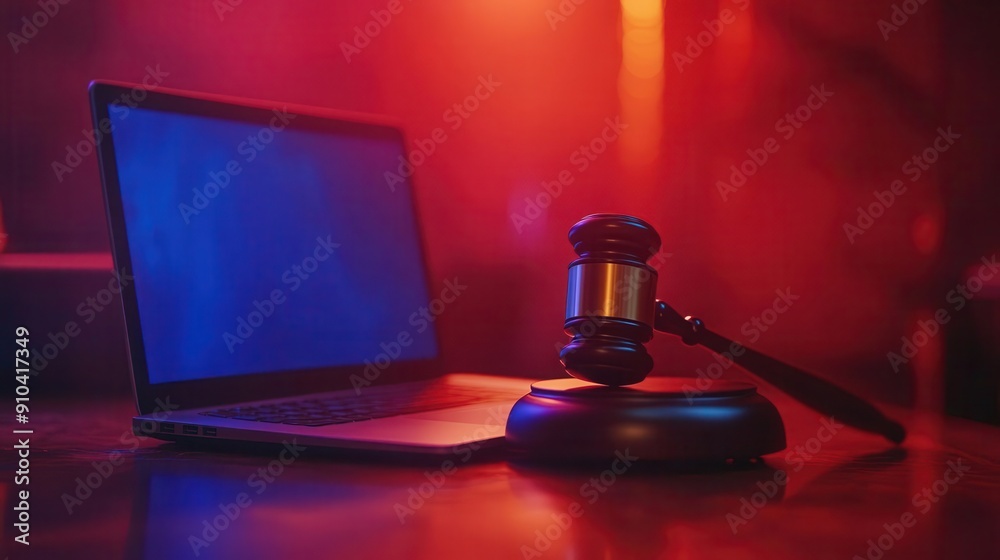 legal technology concept with judges gavel beside modern laptop dramatic lighting symbolic composition justice and innovation theme professional setting legal technology concept with judges gavel beside modern laptop dramatic lighting symbolic composition justice and innovation theme professional setting