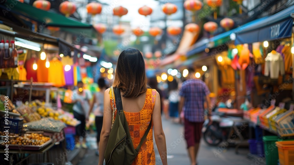 Vibrant Night Market Exploration in a Bustling Asian City With Colorful Lanterns and Local Goods Vibrant Night Market Exploration in a Bustling Asian City With Colorful Lanterns and Local Goods