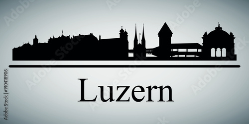 The city skyline. Luzern. Silhouettes of buildings. Vector on a gray background