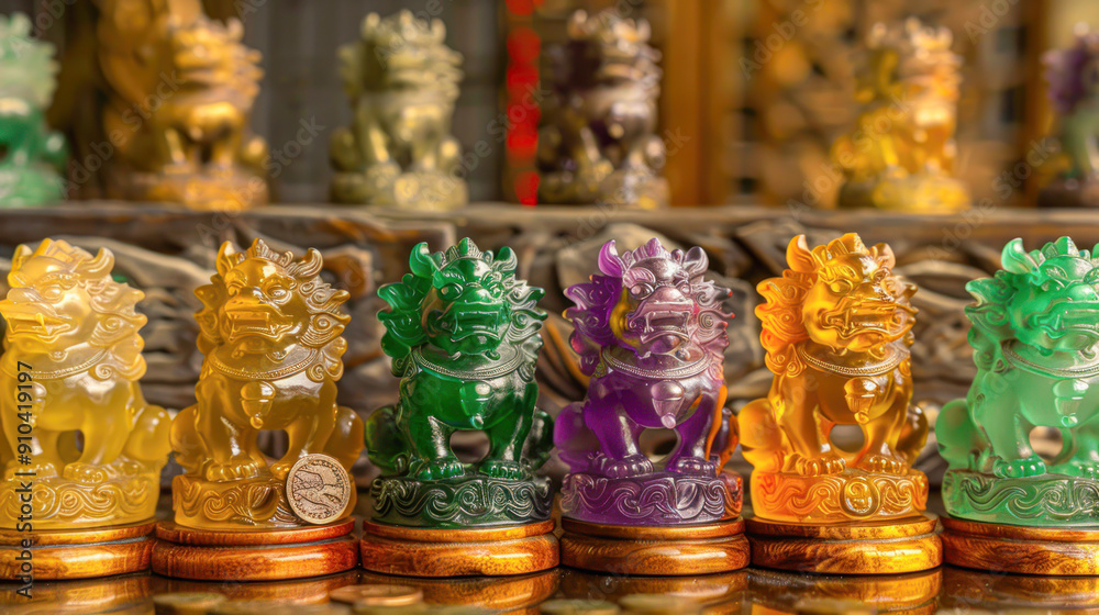 Fototapeta premium Jade Pixiu statue,pixiu symbol,pixiu Chinese,Pixiu is a symbol of good luck and money flowing in.Be prosperous and prosperous Prosper in business,wealth and wealth,people admire the business aspect.