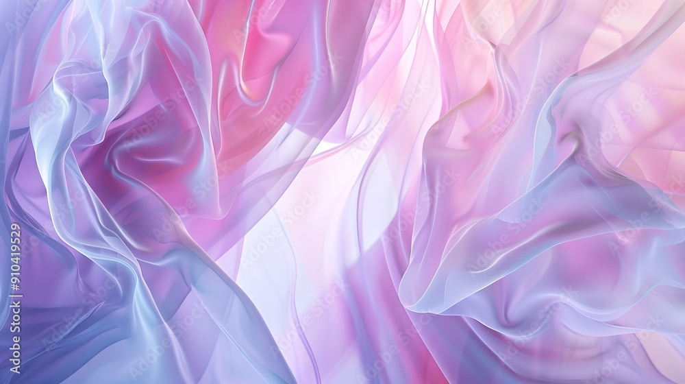 Obraz premium Soft, Flowing Textiles in Pastel Shades Capturing Light and Movement Inside a Bright Natural Setting