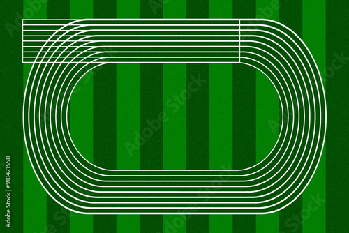 Stadium Running Track Field with Green Background, Vector Illustration Abstract Editable image