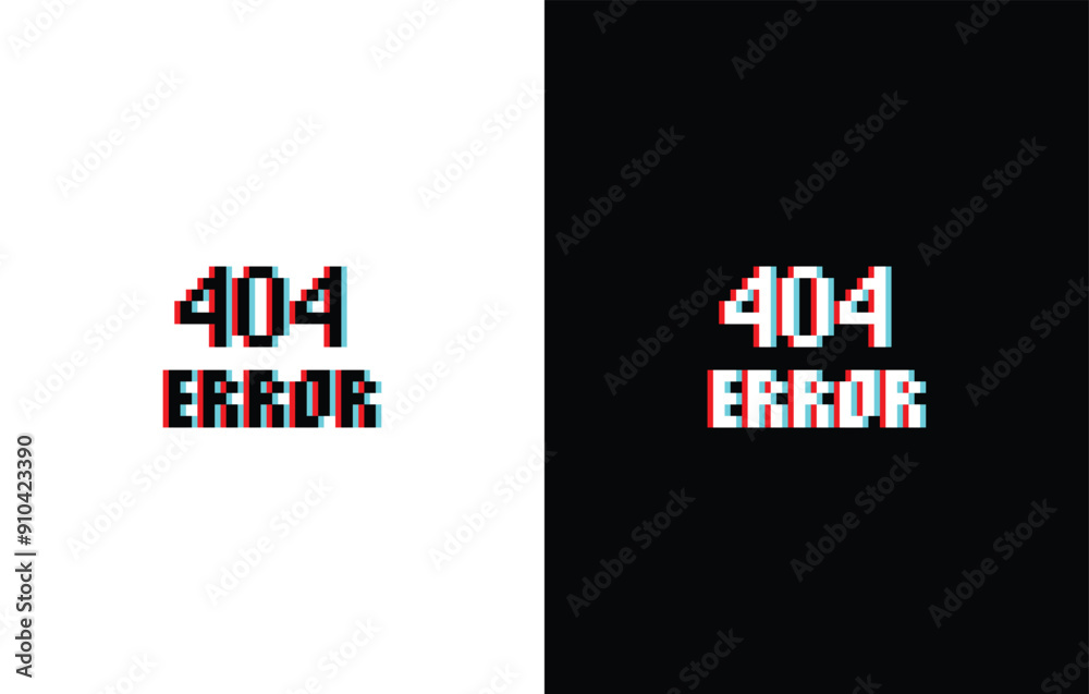 Obraz premium glich effect 404 error icon 8 bit, pixel art computer 404 laptop icon for game logo.
