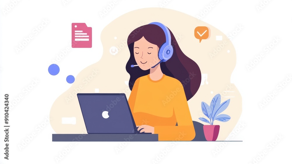 Customer service representative using CRM to resolve a client issue Customer service representative using CRM to resolve a client issue