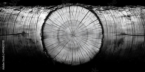 Black & White Tree Log Cross-Section with Detailed Rings

 photo