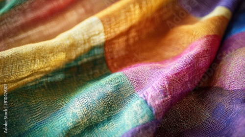 57. Half-Thai half-German, linen outfits, zoom shot, depth of field, soft light, colorful backgrounds, analogous colors