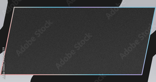 Black Textured Frame with Gradient Border. Card on the pedestal on dark background in futuristic mode