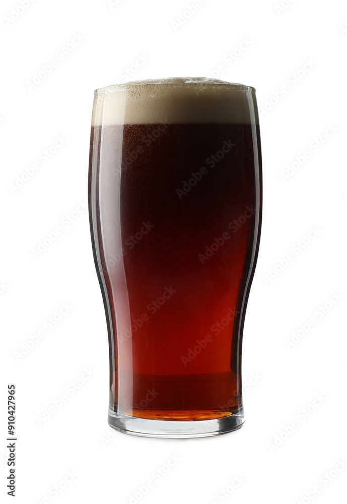 Glass of dark beer isolated on white