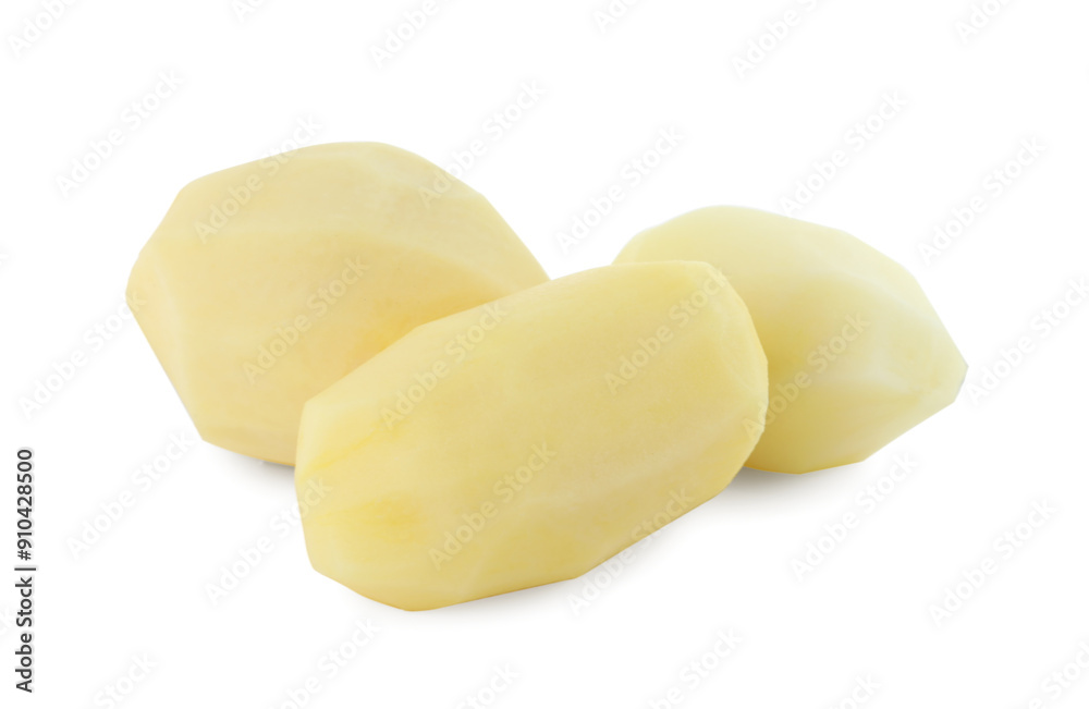 Peeled fresh raw potatoes isolated on white Peeled fresh raw potatoes isolated on white