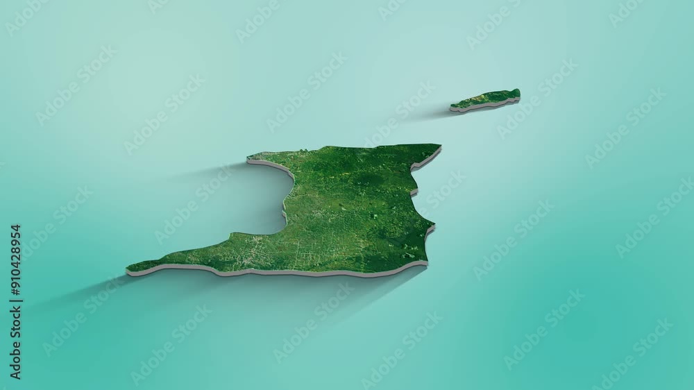 Trinidad and Tobago Map Animation.  3d animation of Trinidad and Tobago map